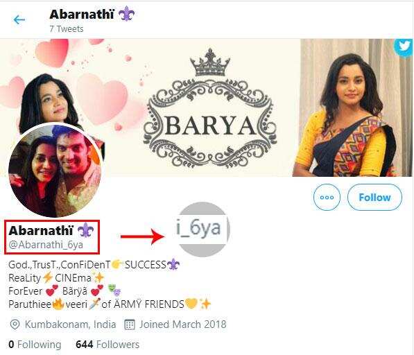 “Enga Veetu Mapillai” fame Abarnathi creates a stir by suffixing her name with Arya