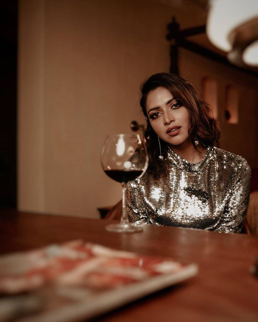 Actress Amala Paul brings on the dazzle in her shimmery party wear