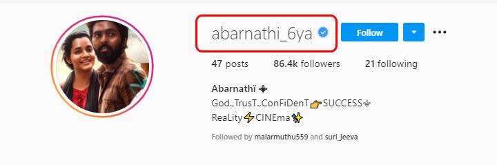 “Enga Veetu Mapillai” fame Abarnathi creates a stir by suffixing her name with Arya